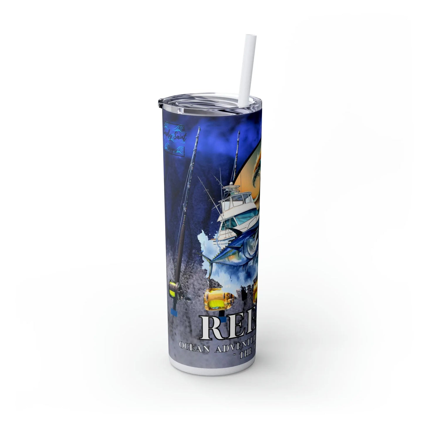 Reel Sim Skinny Tumbler with Straw, 20oz - Simply Saint Designz