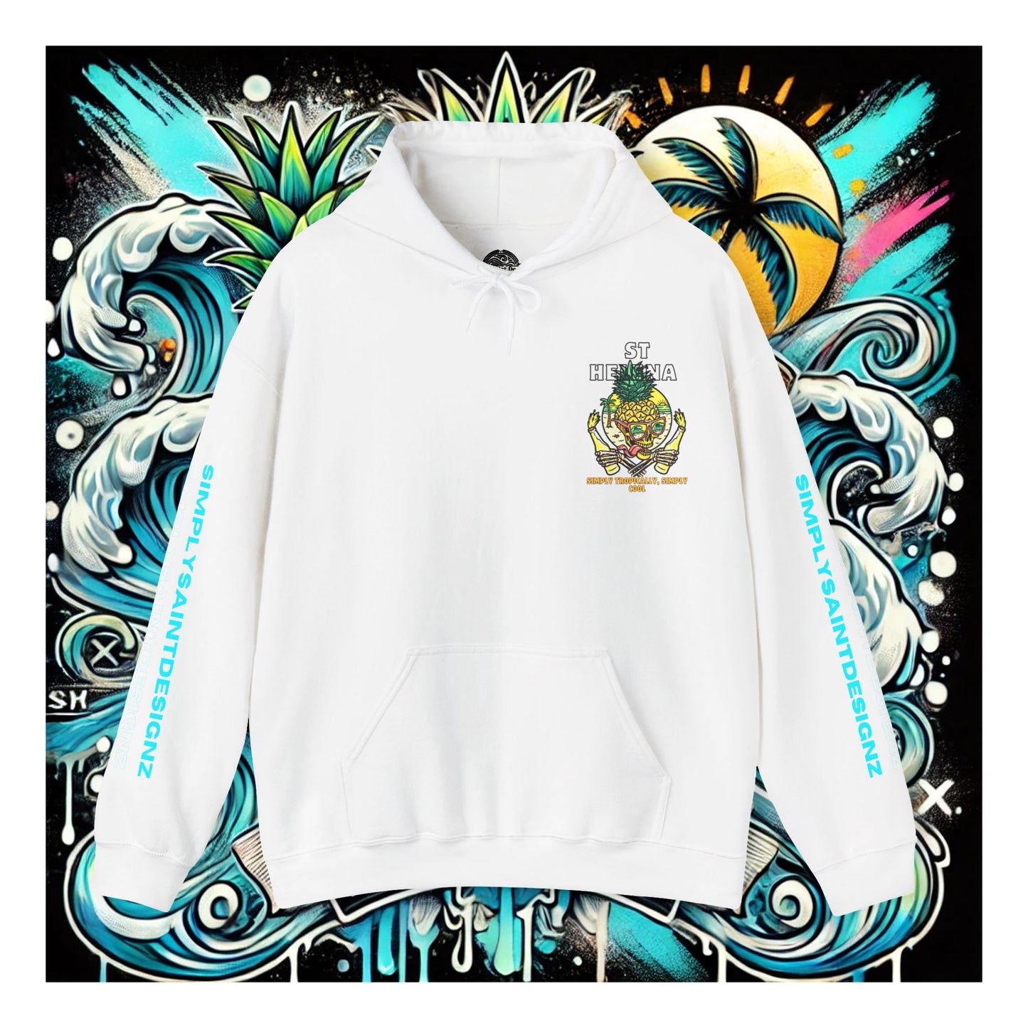 Tropical Skull: Saint Helena Paradise Unisex Heavy Blend™ Hooded Sweatshirt