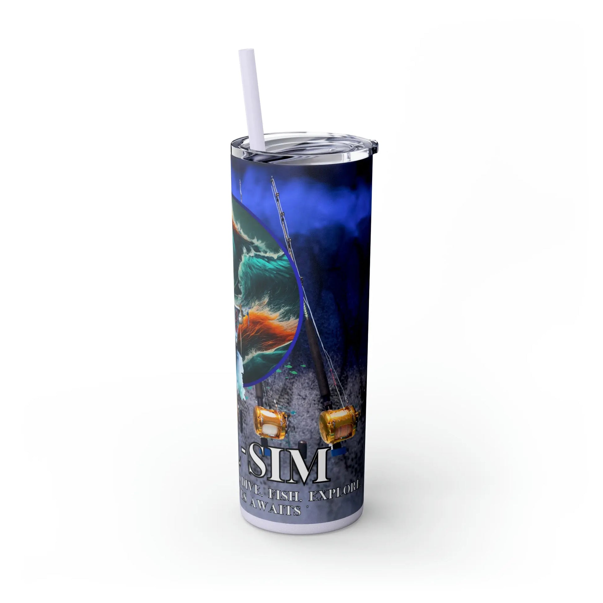 Reel Sim Skinny Tumbler with Straw, 20oz - Simply Saint Designz