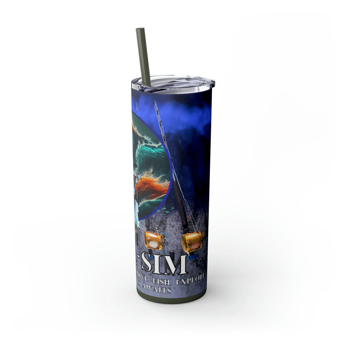 Reel Sim Skinny Tumbler with Straw, 20oz - Simply Saint Designz