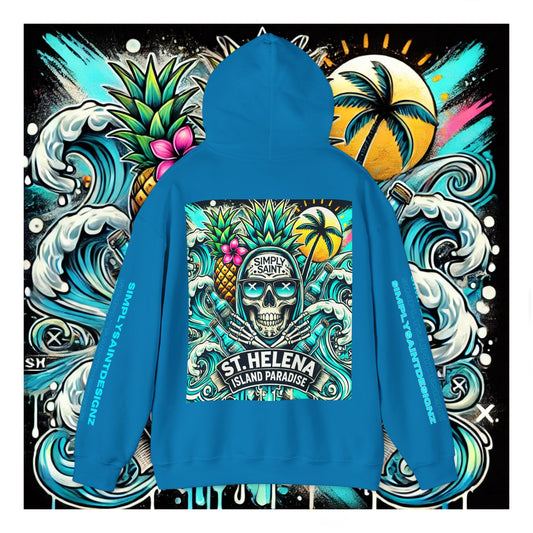 Tropical Skull: Saint Helena Paradise Unisex Heavy Blend™ Hooded Sweatshirt