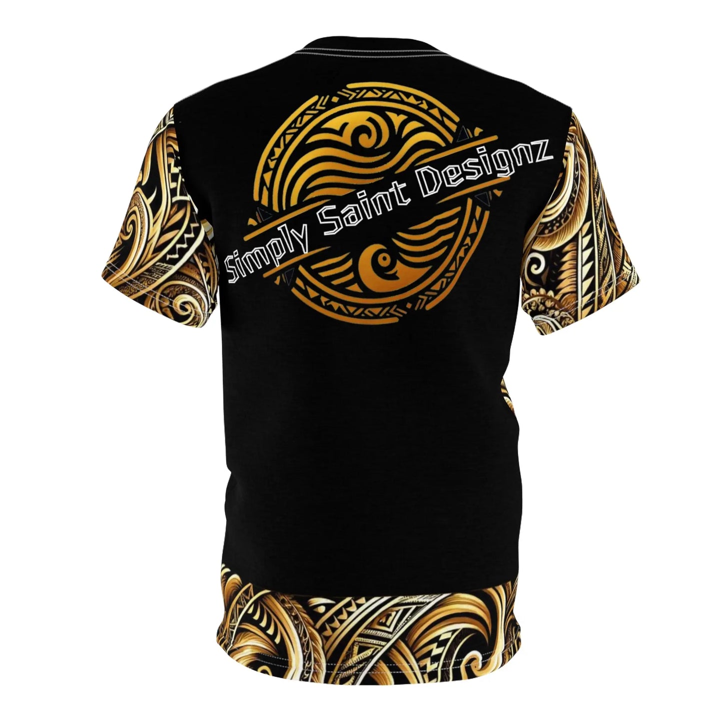 "Gold Polynesian Style T-Shirt by Simply Saint Designz - Tribal Elegance Collection" - Simply Saint Designz