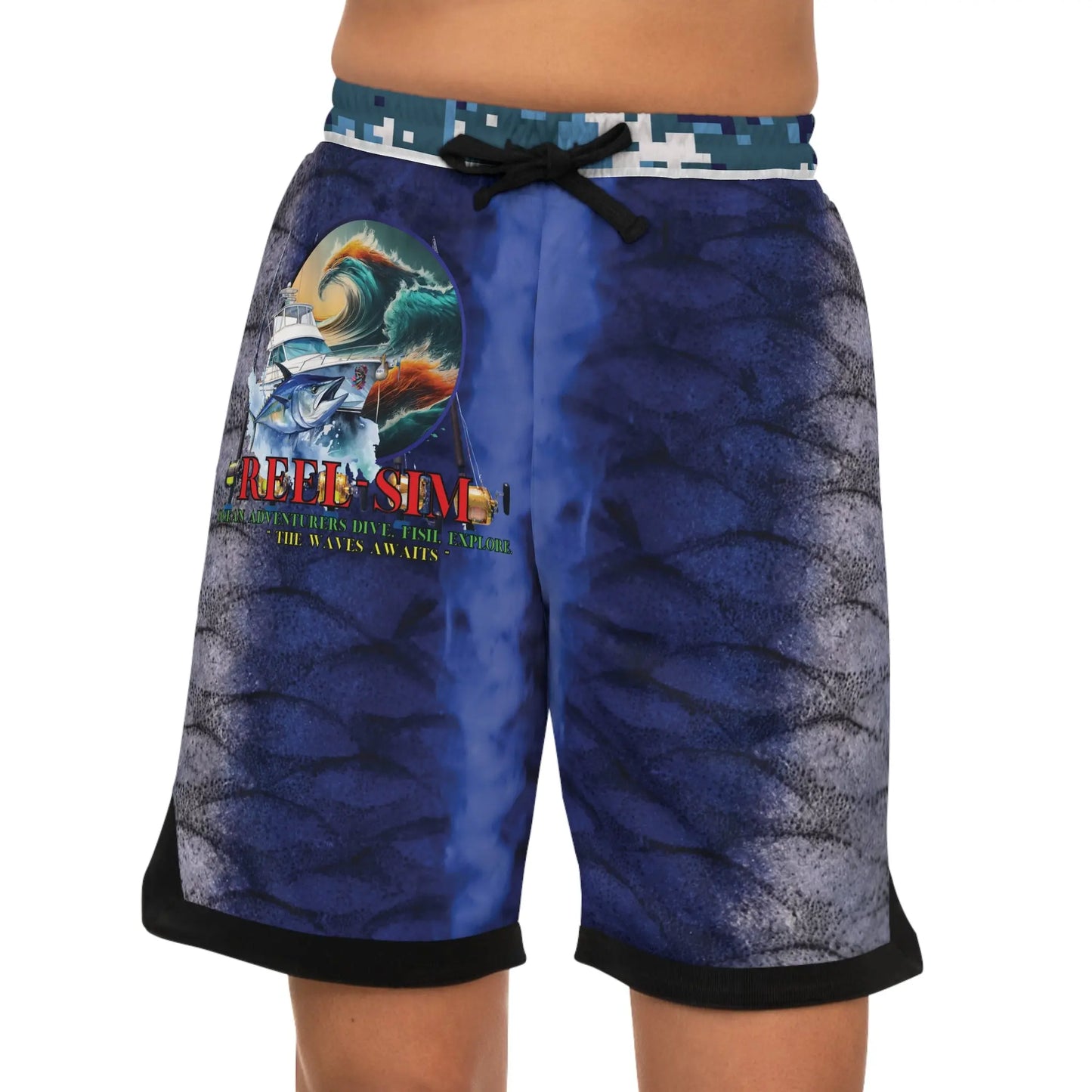 reel sim st helena island Basketball Rib Shorts (AOP) - Simply Saint Designz