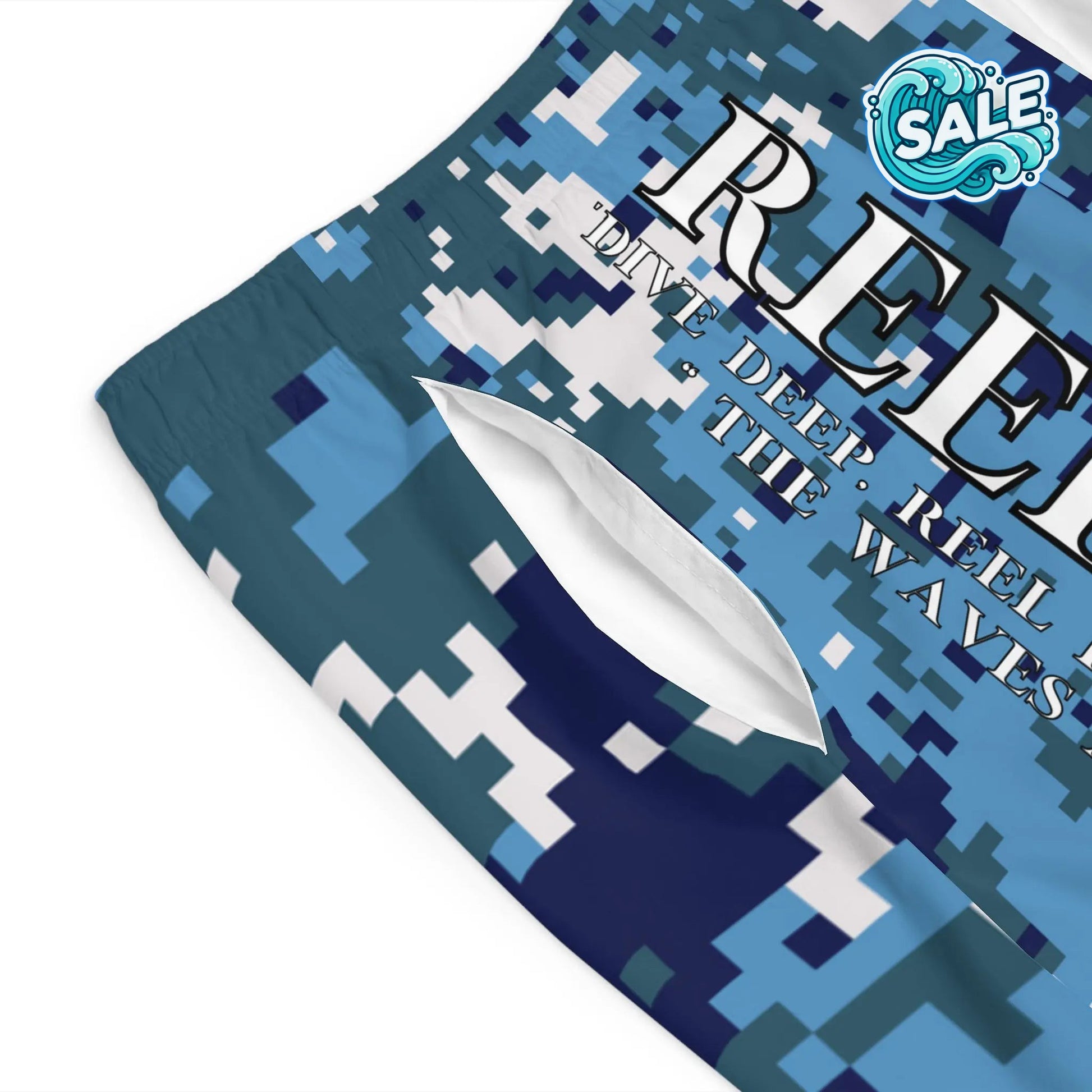 Reel Sim Men's Board Shorts (Blue Camo) - Simply Saint Designz