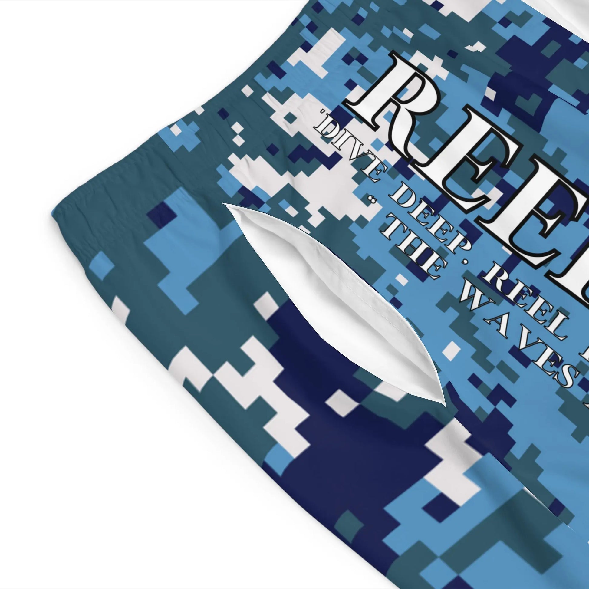 Reel Sim Men's Board Shorts (Blue Camo) - Simply Saint Designz