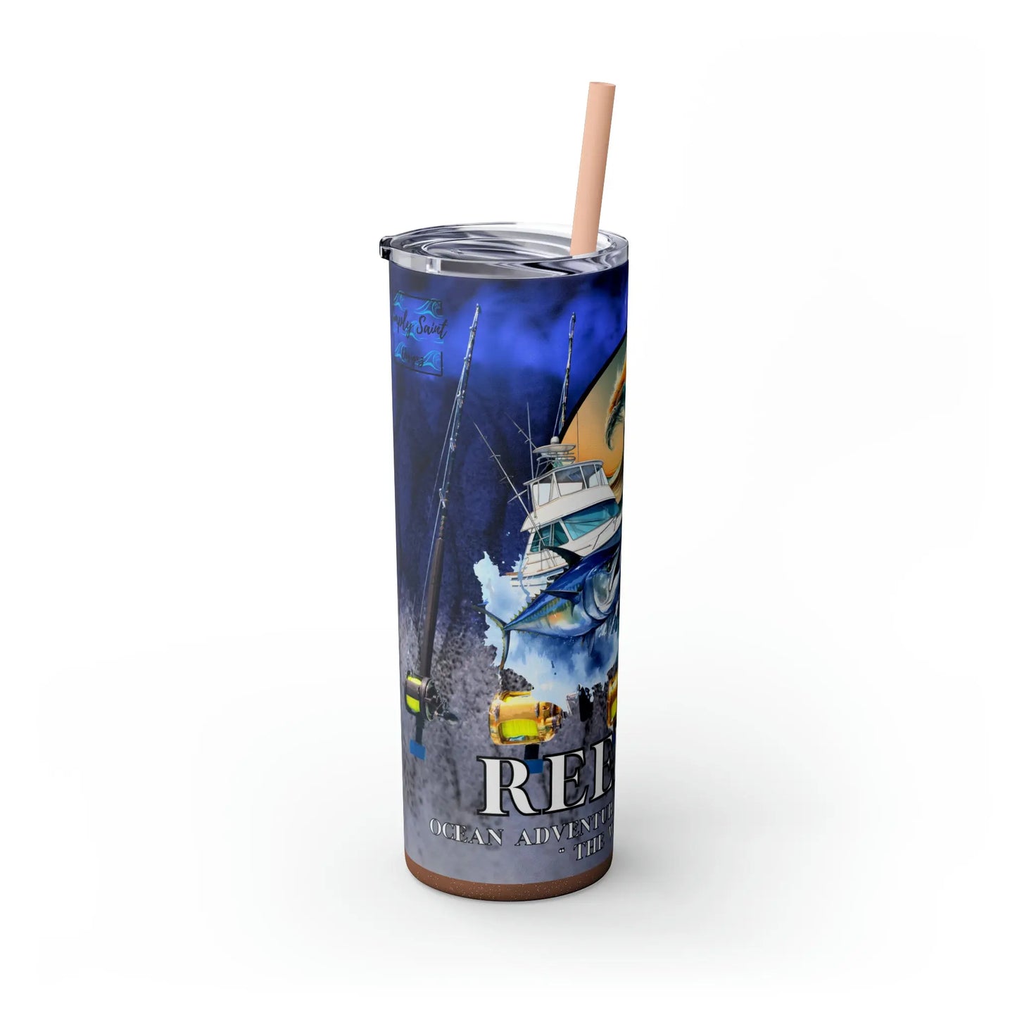 Reel Sim Skinny Tumbler with Straw, 20oz - Simply Saint Designz