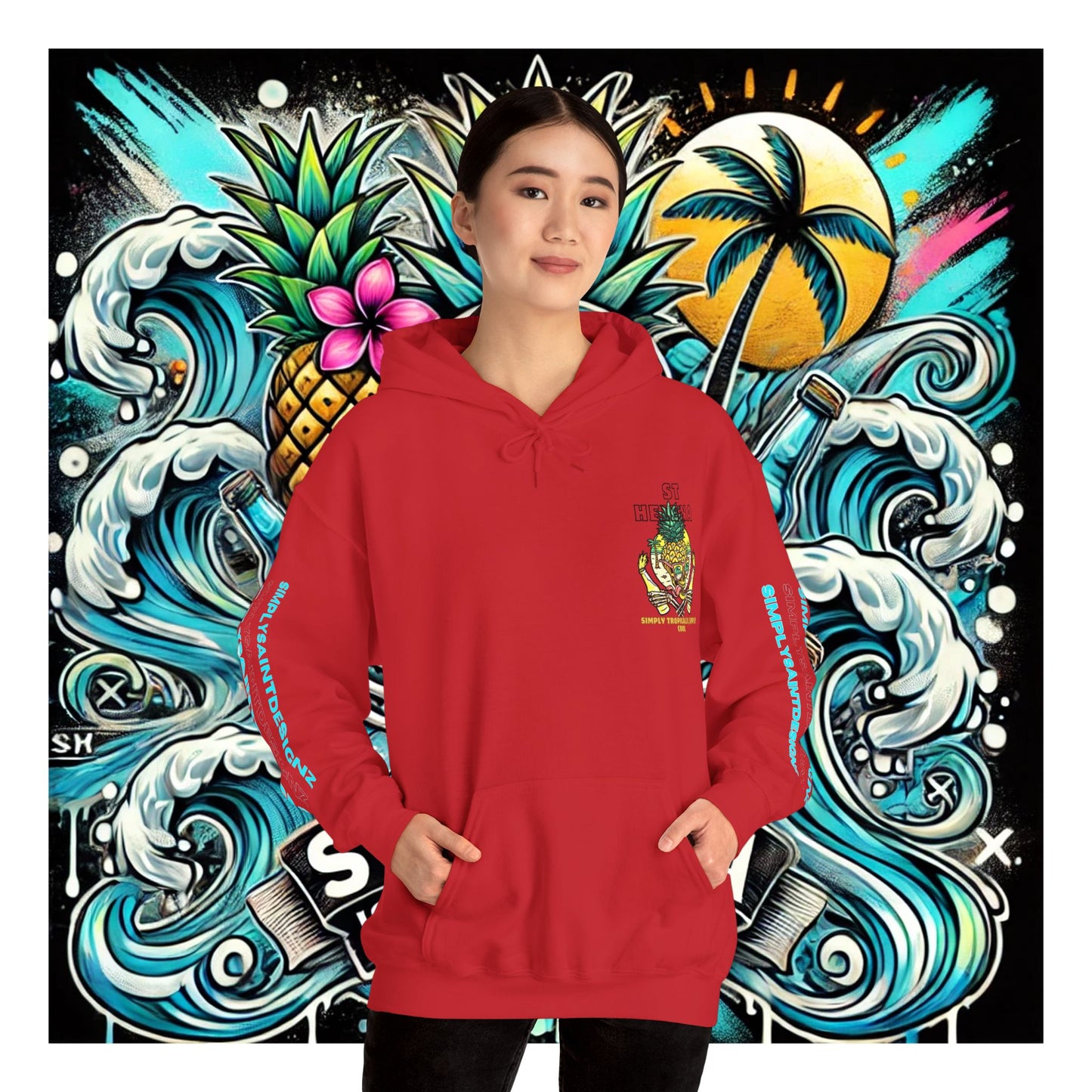 Tropical Skull: Saint Helena Paradise Unisex Heavy Blend™ Hooded Sweatshirt