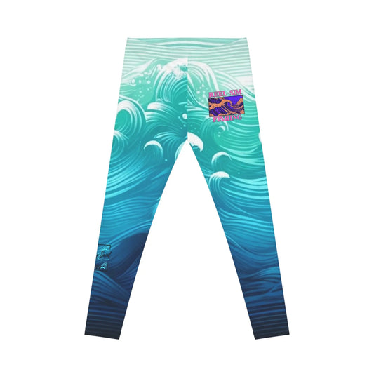 Reel Sim Women's Casual Leggings (AOP) (Aqua Blue) - Simply Saint Designz