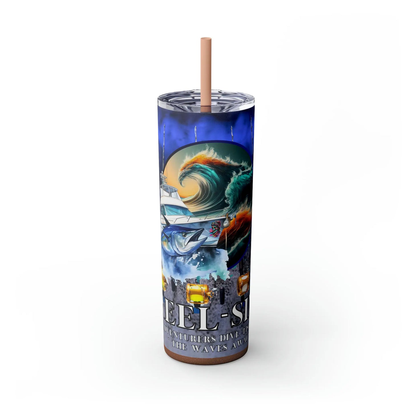 Reel Sim Skinny Tumbler with Straw, 20oz - Simply Saint Designz