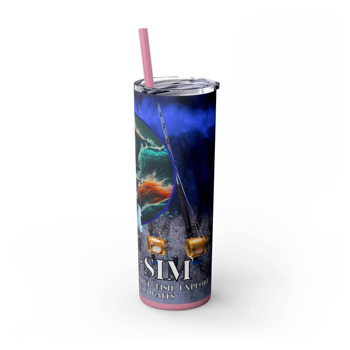 Reel Sim Skinny Tumbler with Straw, 20oz - Simply Saint Designz