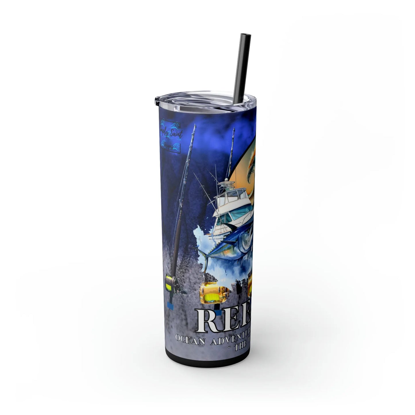 Reel Sim Skinny Tumbler with Straw, 20oz - Simply Saint Designz