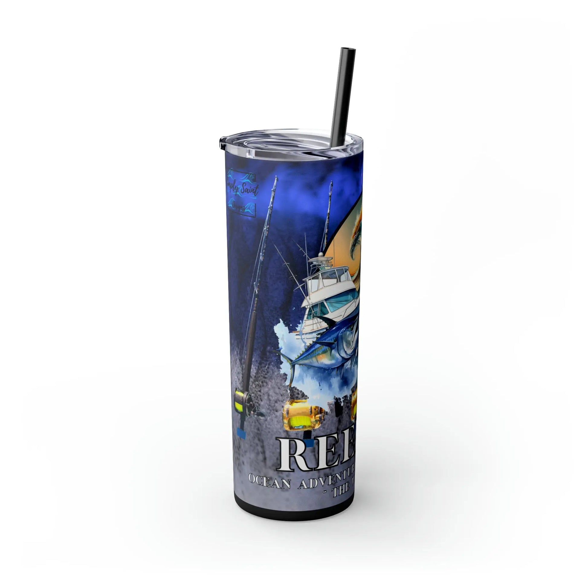 Reel Sim Skinny Tumbler with Straw, 20oz - Simply Saint Designz