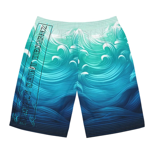 Reel Sim Men's Board Shorts (AOP) (Aqua Blue ) - Simply Saint Designz