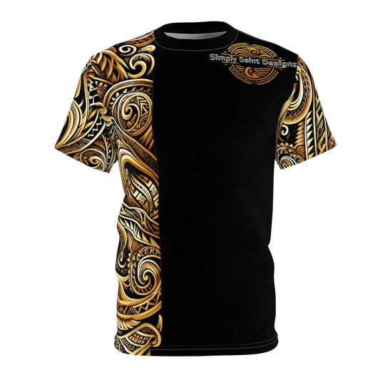 "Gold Polynesian Style T-Shirt by Simply Saint Designz - Tribal Elegance Collection" - Simply Saint Designz