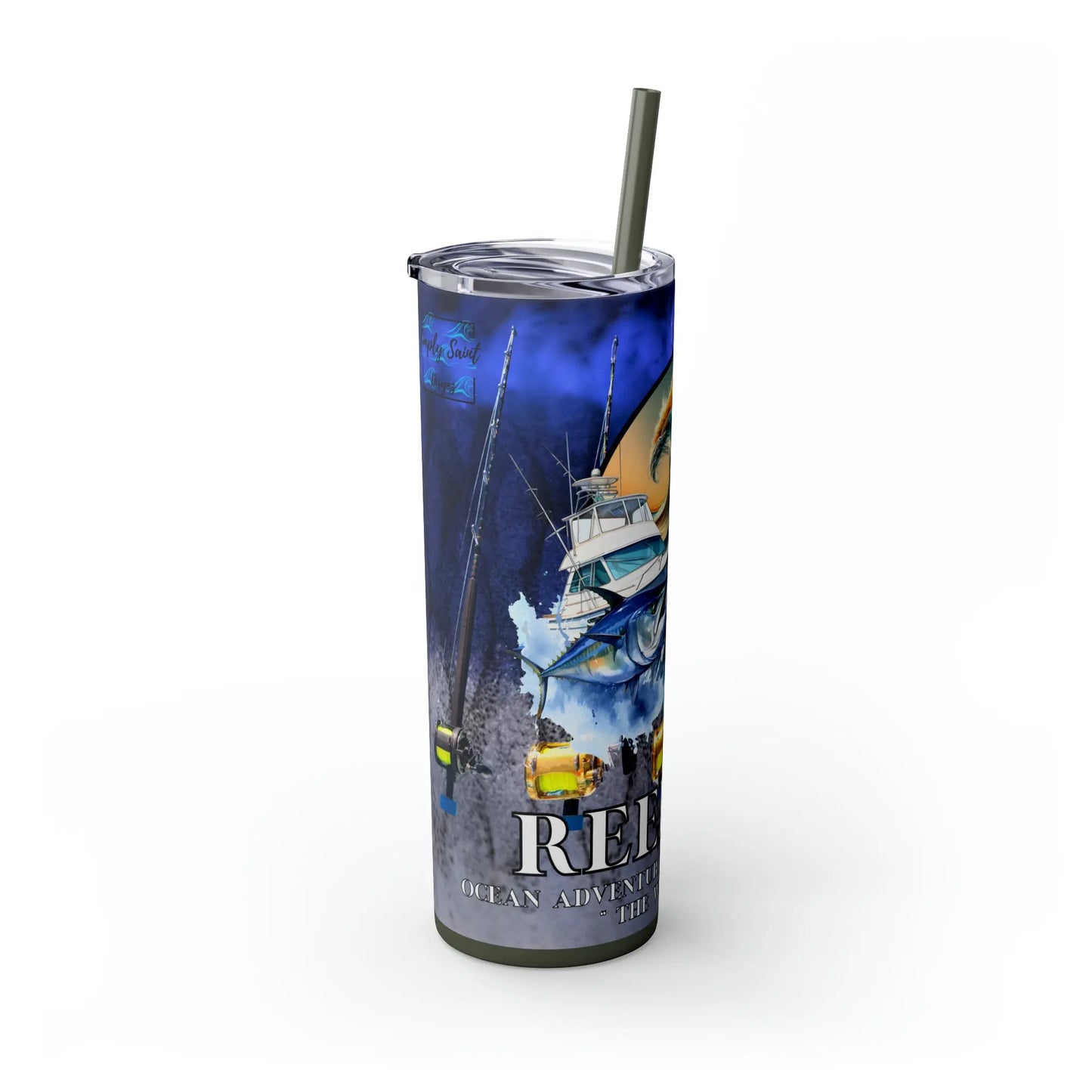 Reel Sim Skinny Tumbler with Straw, 20oz - Simply Saint Designz