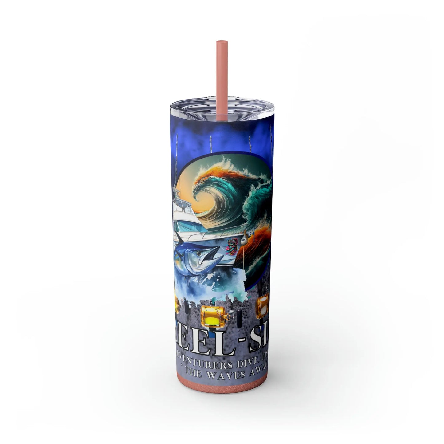 Reel Sim Skinny Tumbler with Straw, 20oz - Simply Saint Designz