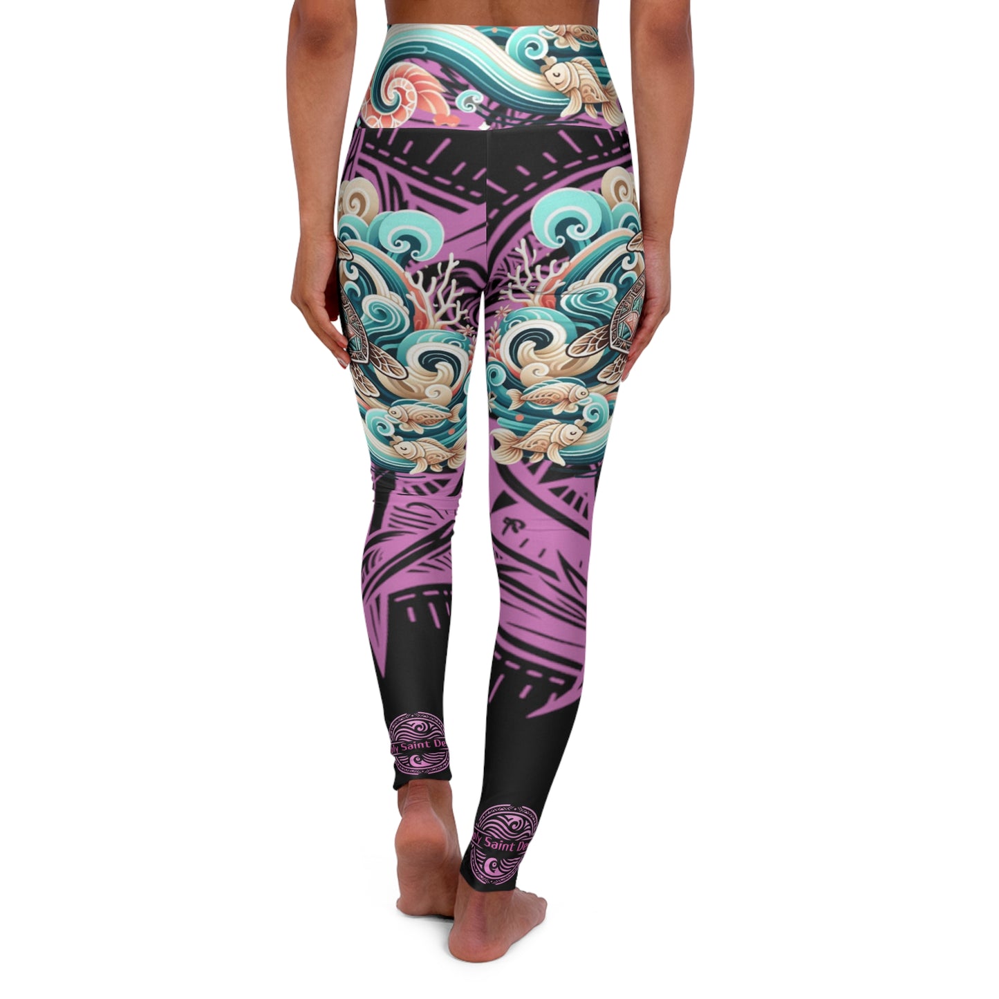 High-Waisted Yoga Leggings - Turtle Tribe Collection - Simply Saint Designz