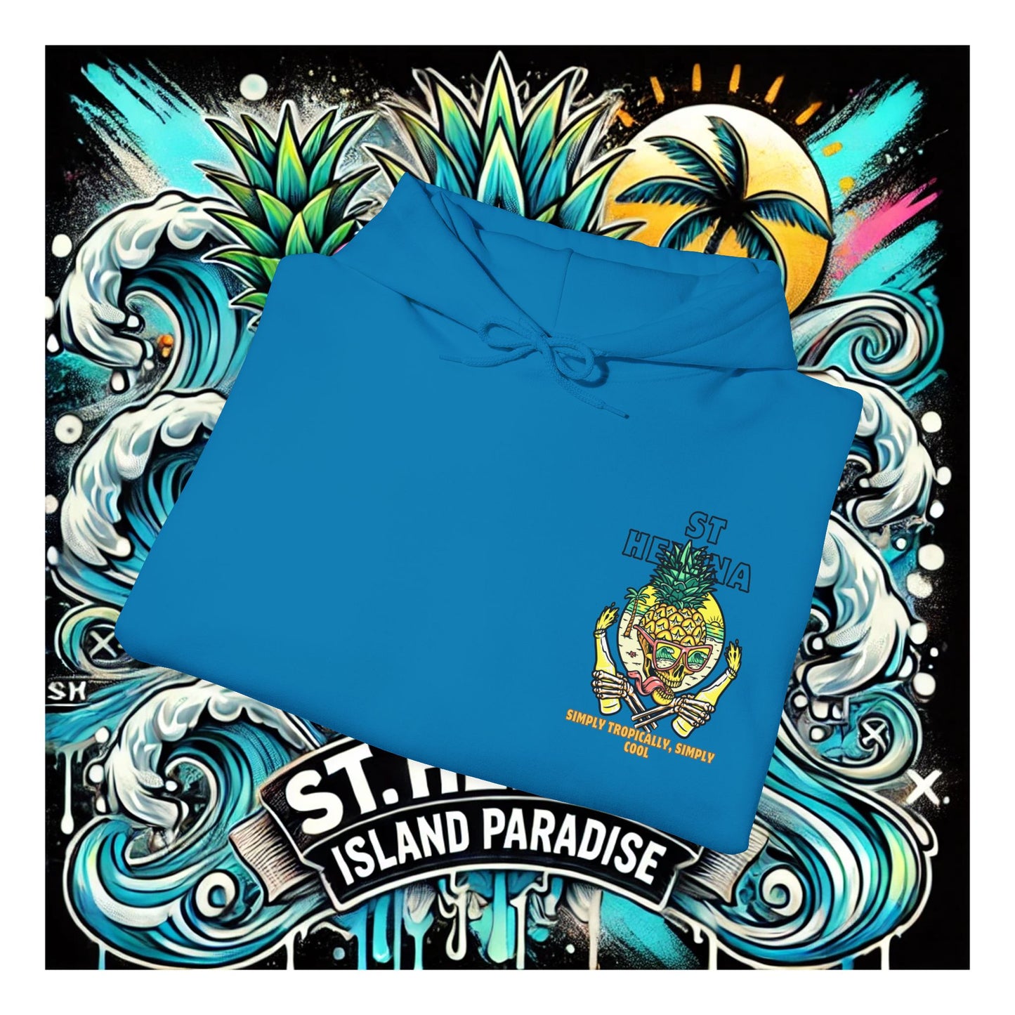 Tropical Skull: Saint Helena Paradise Unisex Heavy Blend™ Hooded Sweatshirt