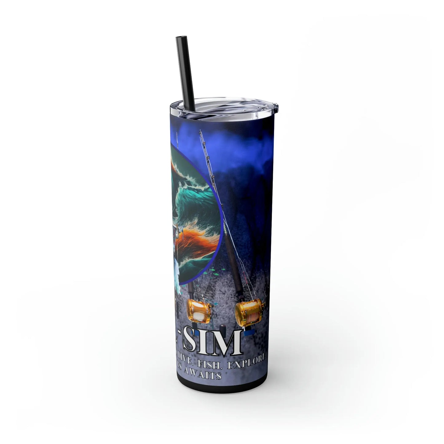 Reel Sim Skinny Tumbler with Straw, 20oz - Simply Saint Designz