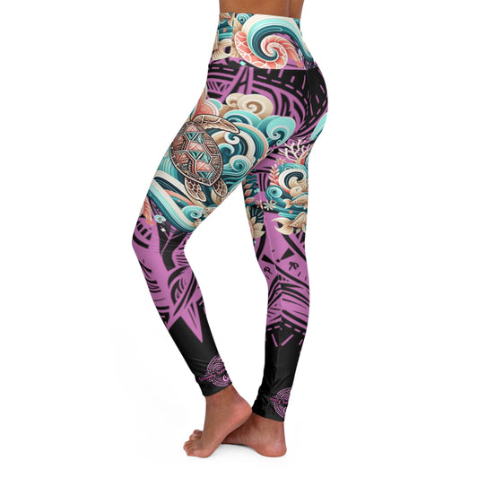 High-Waisted Yoga Leggings - Turtle Tribe Collection - Simply Saint Designz