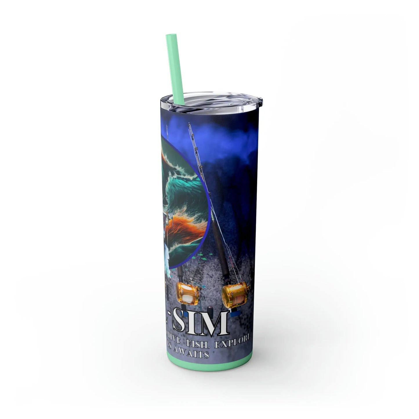 Reel Sim Skinny Tumbler with Straw, 20oz - Simply Saint Designz