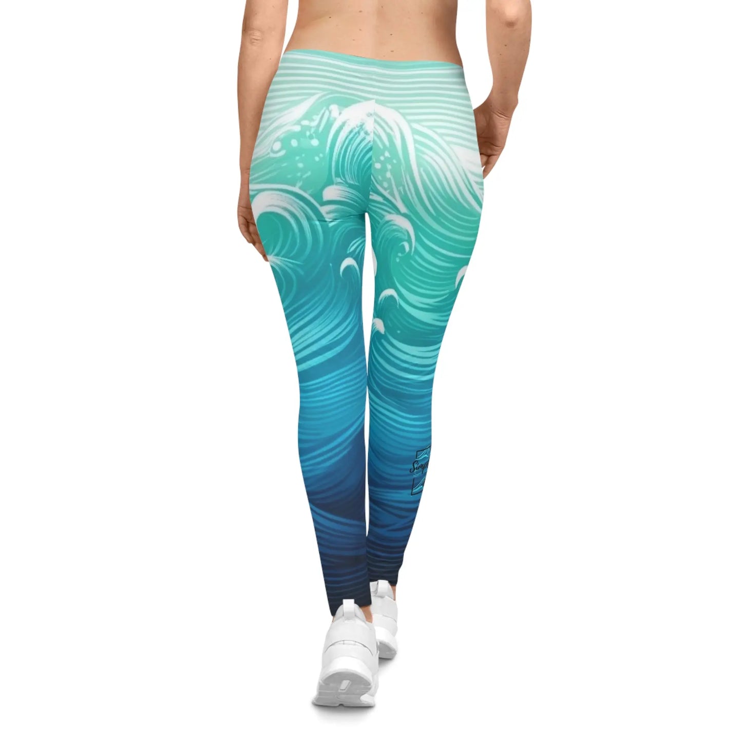 Reel Sim Women's Casual Leggings (AOP) (Aqua Blue) - Simply Saint Designz