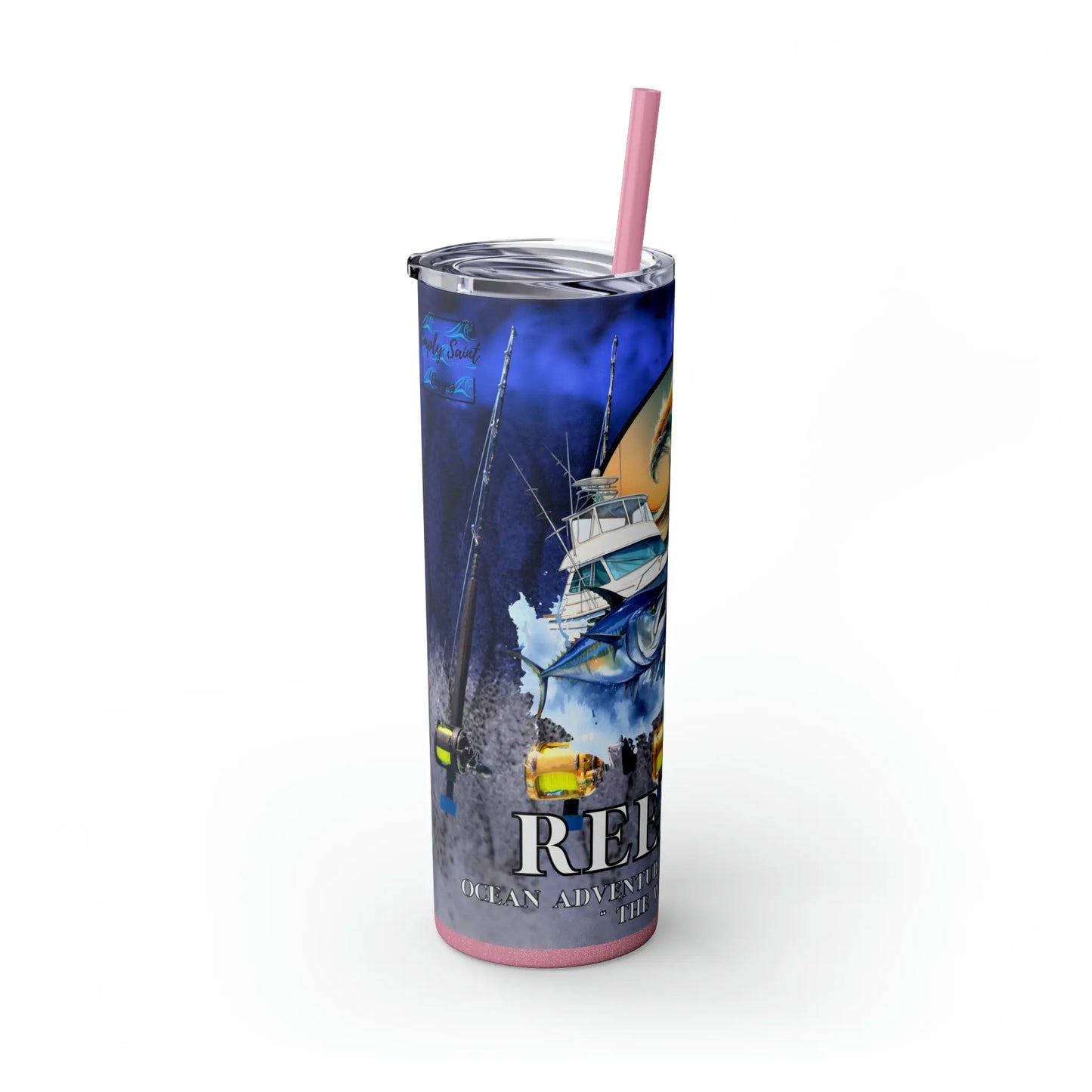 Reel Sim Skinny Tumbler with Straw, 20oz - Simply Saint Designz