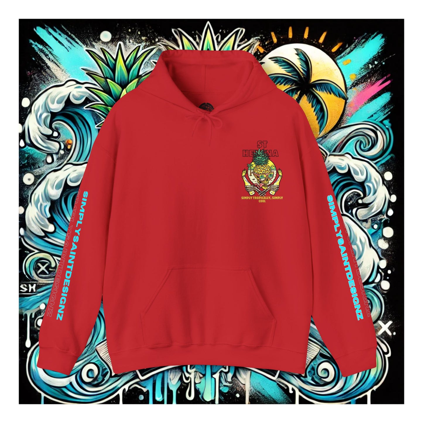 Tropical Skull: Saint Helena Paradise Unisex Heavy Blend™ Hooded Sweatshirt