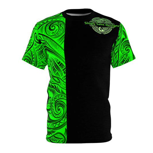 Green Polynesian Style T-Shirt by Simply Saint Designz - Tribal Elegance Collection" - Simply Saint Designz