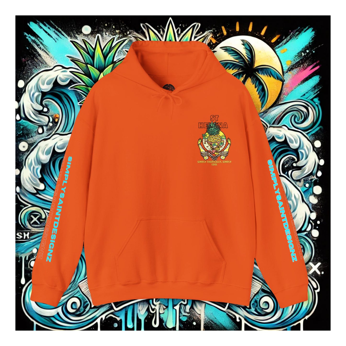 Tropical Skull: Saint Helena Paradise Unisex Heavy Blend™ Hooded Sweatshirt