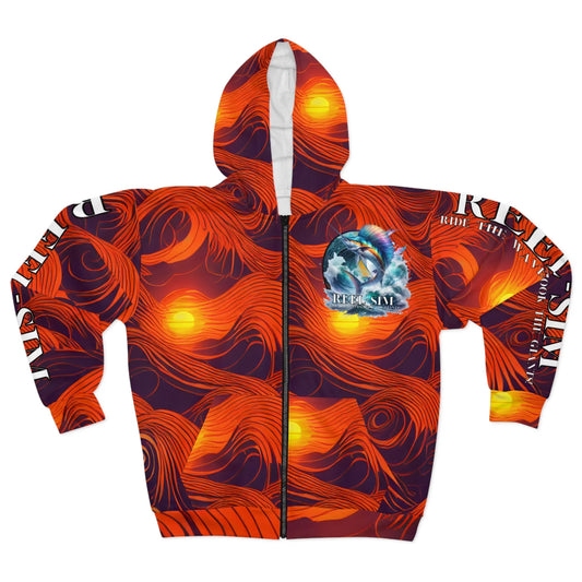 Reel Sim Unisex Zip Hoodie (Sunset Wave) - Simply Saint Designz