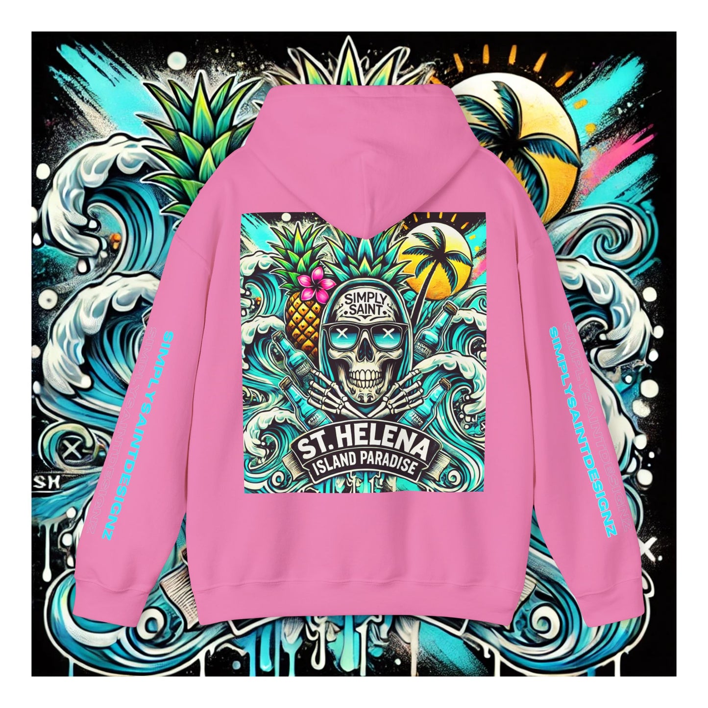 Tropical Skull: Saint Helena Paradise Unisex Heavy Blend™ Hooded Sweatshirt