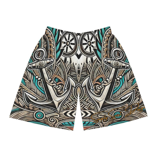 Basketball Shorts (AOP) Polynesian Nautical Vibes