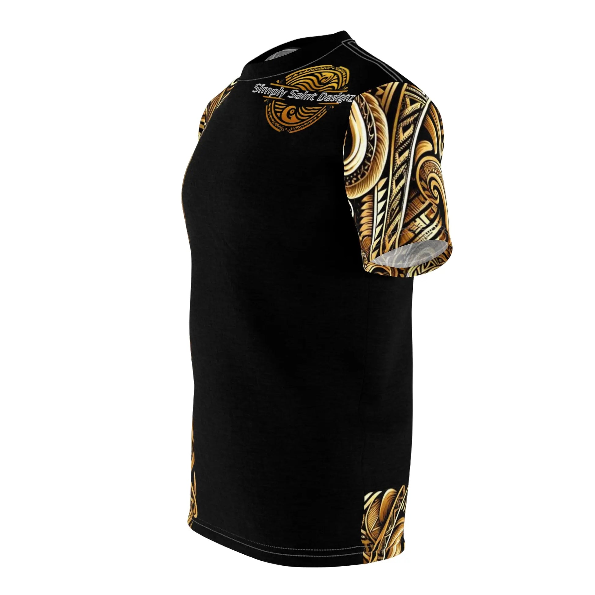 "Gold Polynesian Style T-Shirt by Simply Saint Designz - Tribal Elegance Collection" - Simply Saint Designz