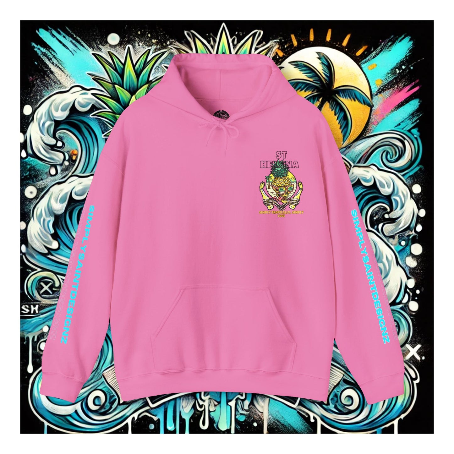 Tropical Skull: Saint Helena Paradise Unisex Heavy Blend™ Hooded Sweatshirt