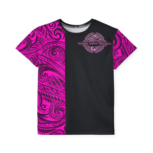 Pink Polynesian Style T-Shirt by Simply Saint Designz - Tribal Elegance Collection" - Simply Saint Designz