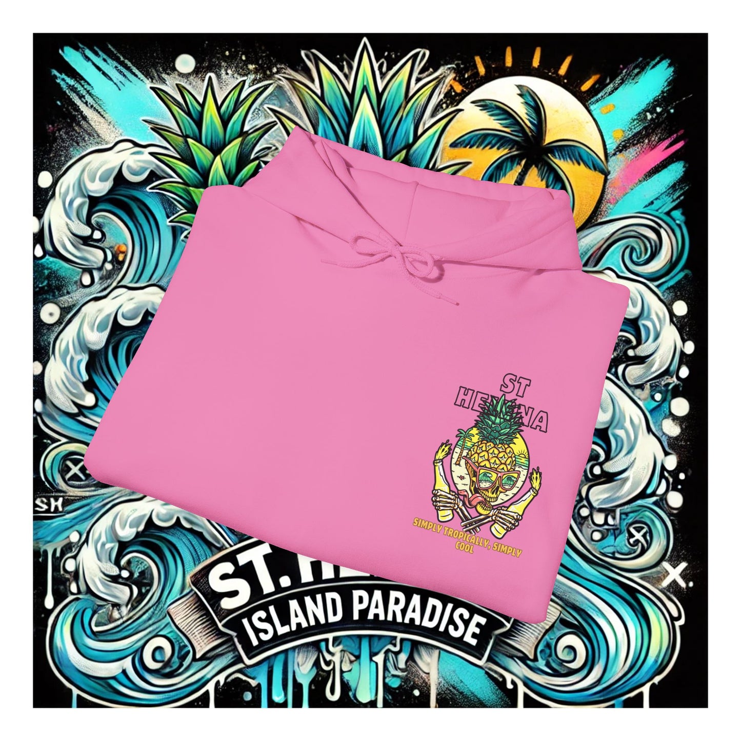 Tropical Skull: Saint Helena Paradise Unisex Heavy Blend™ Hooded Sweatshirt