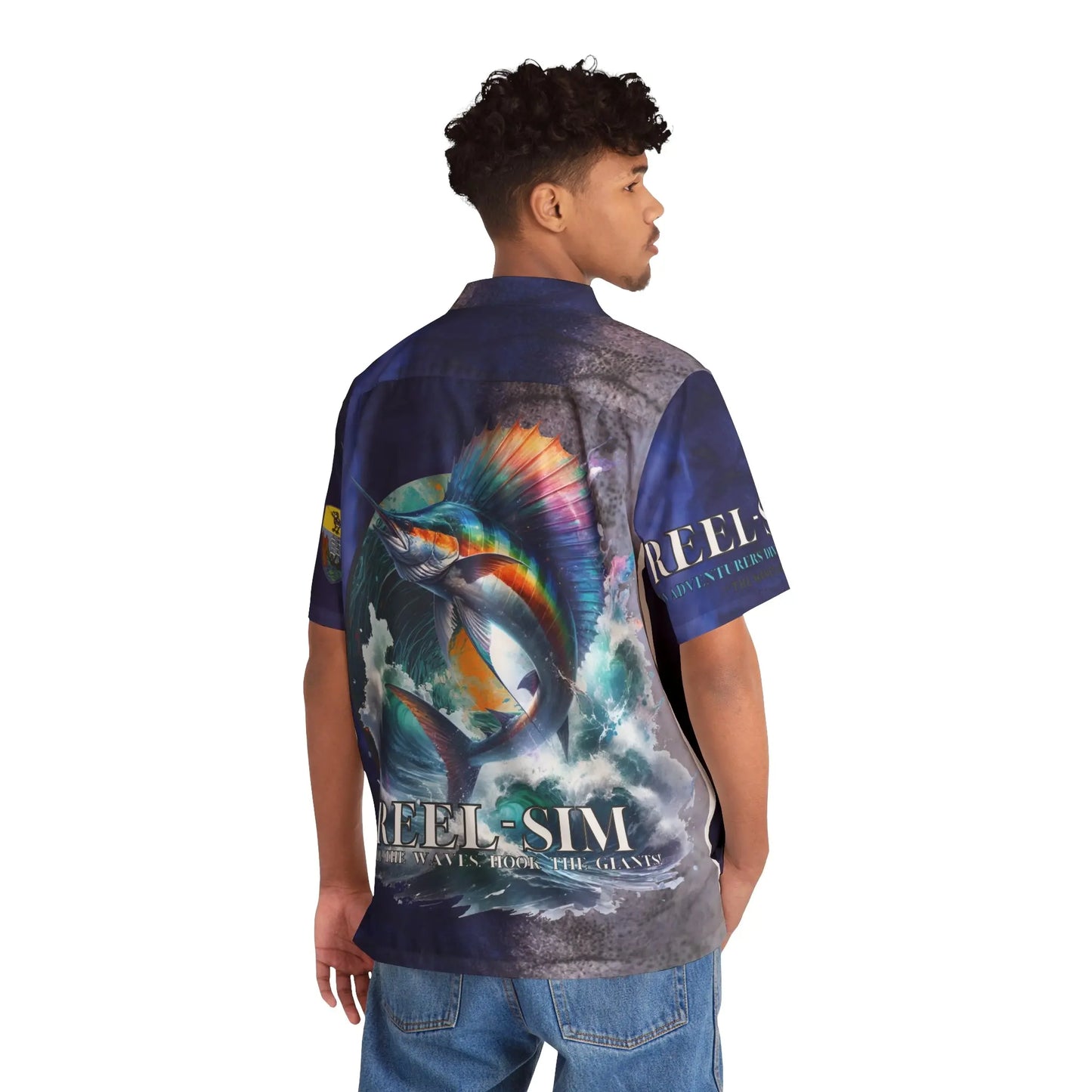 Reel sim St helena island fishing shirt, Men's, Hawaiian Shirt (AOP) - Simply Saint Designz