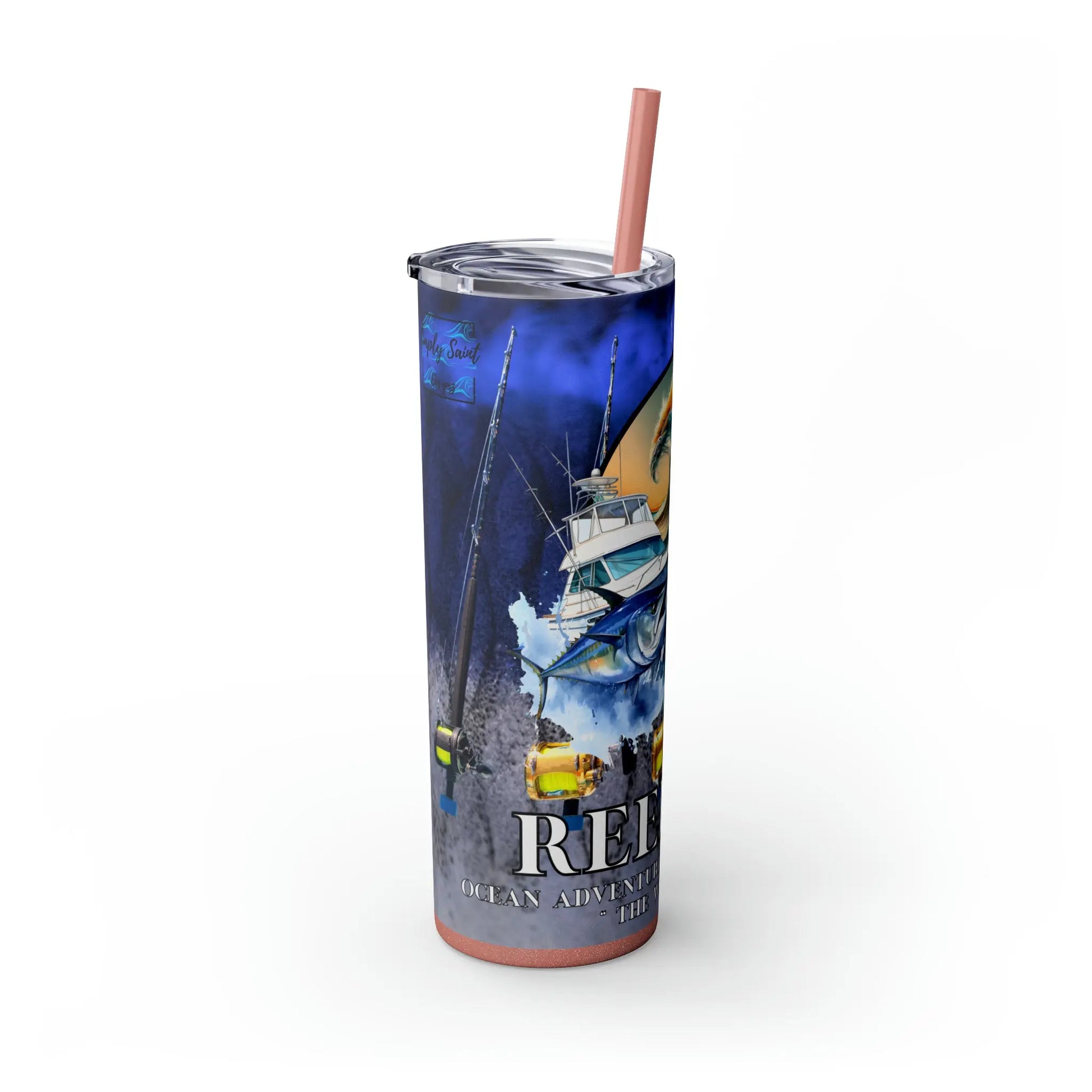 Reel Sim Skinny Tumbler with Straw, 20oz - Simply Saint Designz