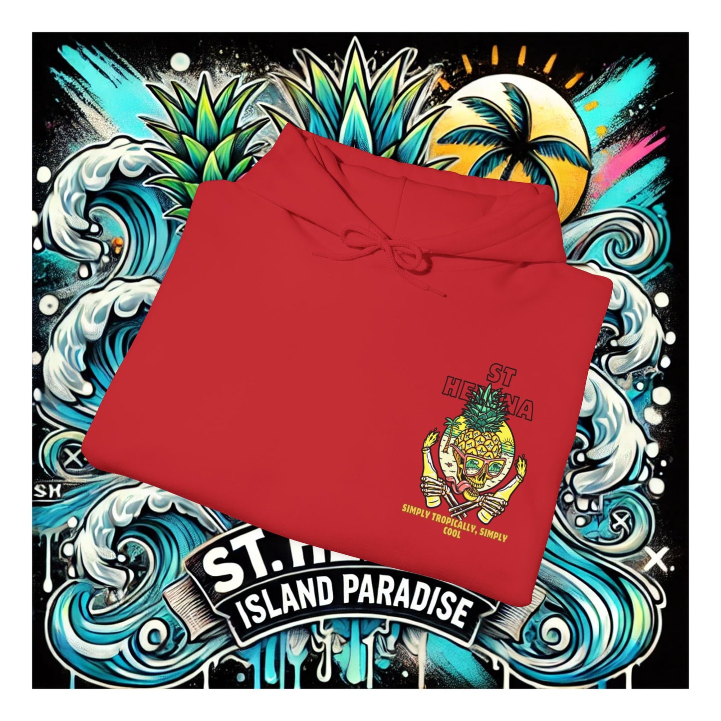 Tropical Skull: Saint Helena Paradise Unisex Heavy Blend™ Hooded Sweatshirt