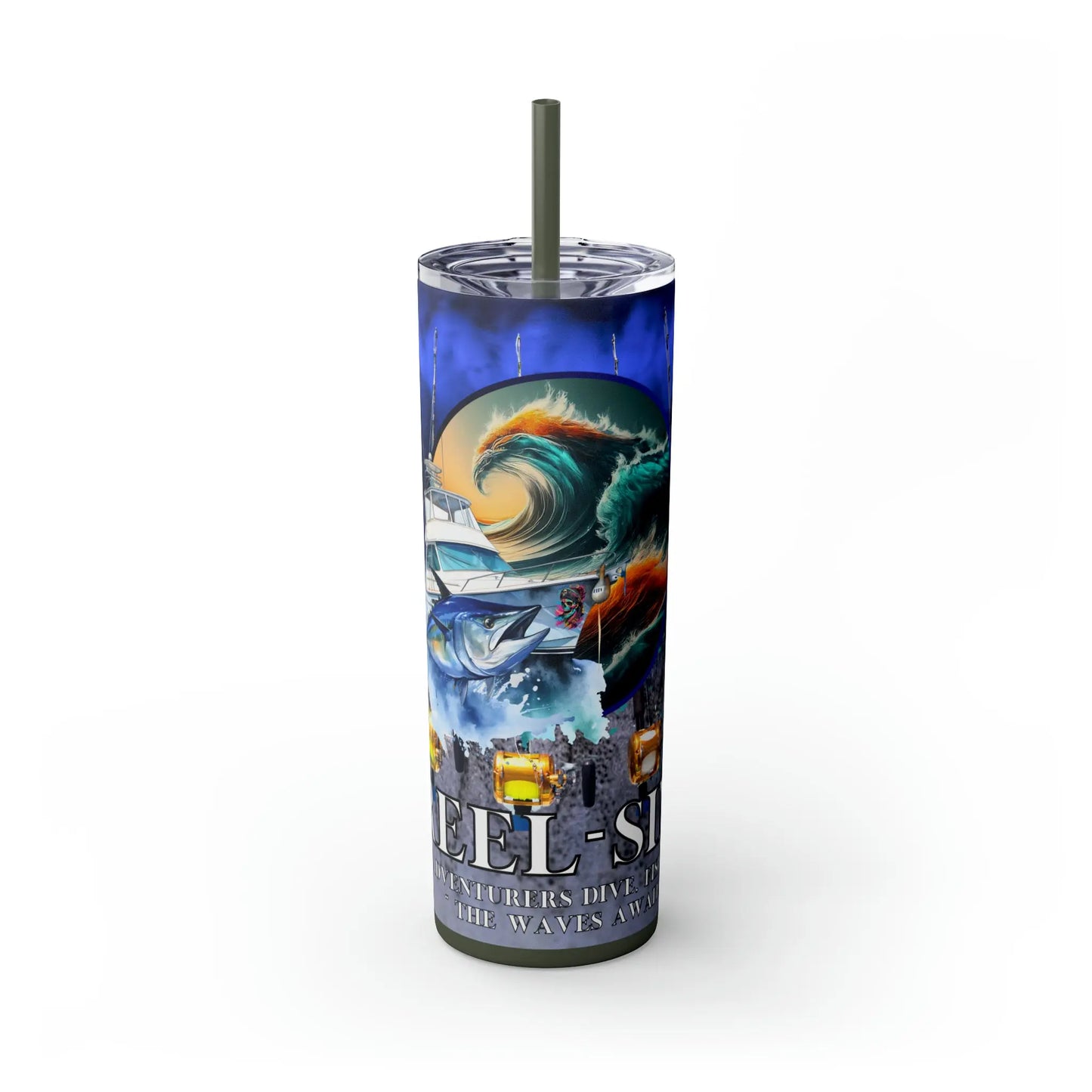 Reel Sim Skinny Tumbler with Straw, 20oz - Simply Saint Designz