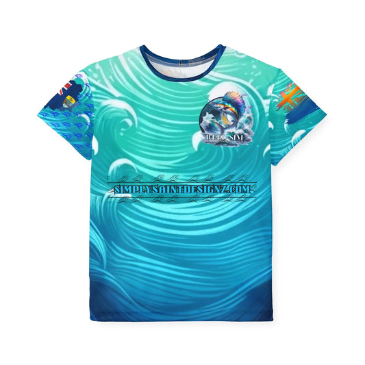 Reel Sim Kids Sports Jersey (AOP) (Aqua Blue) - Simply Saint Designz