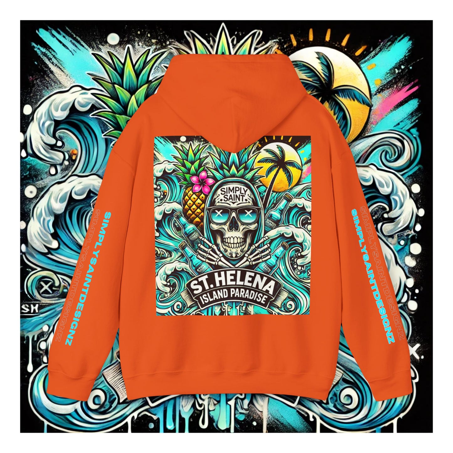 Tropical Skull: Saint Helena Paradise Unisex Heavy Blend™ Hooded Sweatshirt