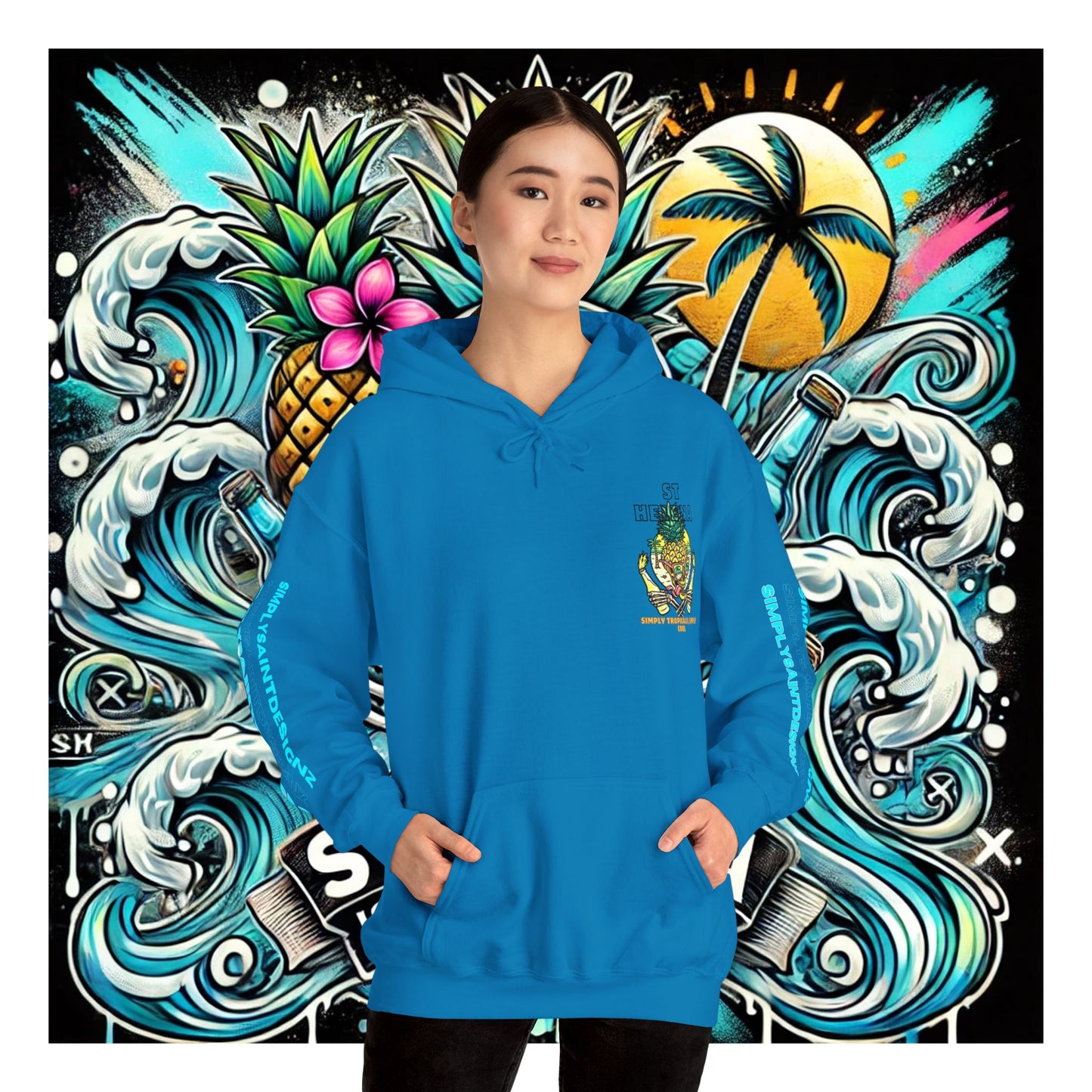 Tropical Skull: Saint Helena Paradise Unisex Heavy Blend™ Hooded Sweatshirt