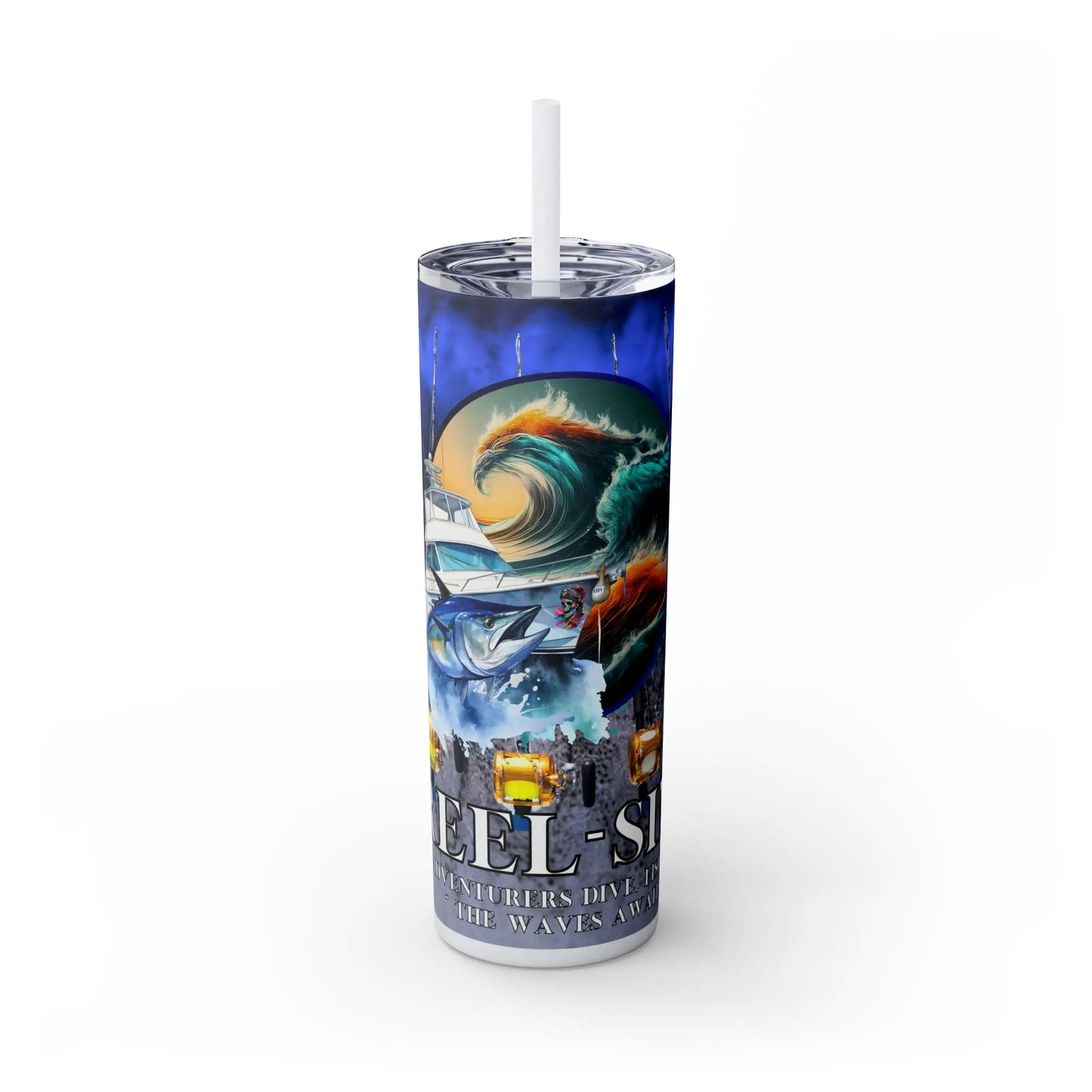 Reel Sim Skinny Tumbler with Straw, 20oz - Simply Saint Designz