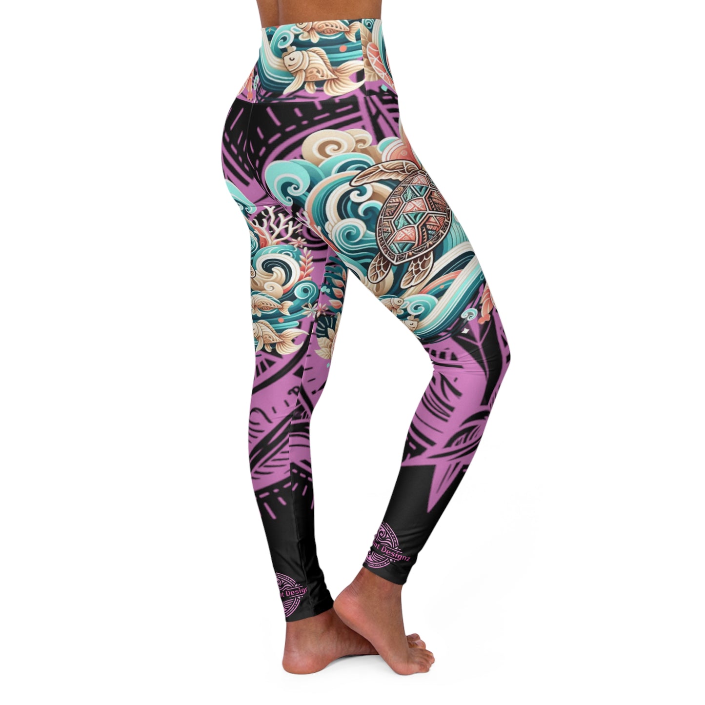 High-Waisted Yoga Leggings - Turtle Tribe Collection - Simply Saint Designz