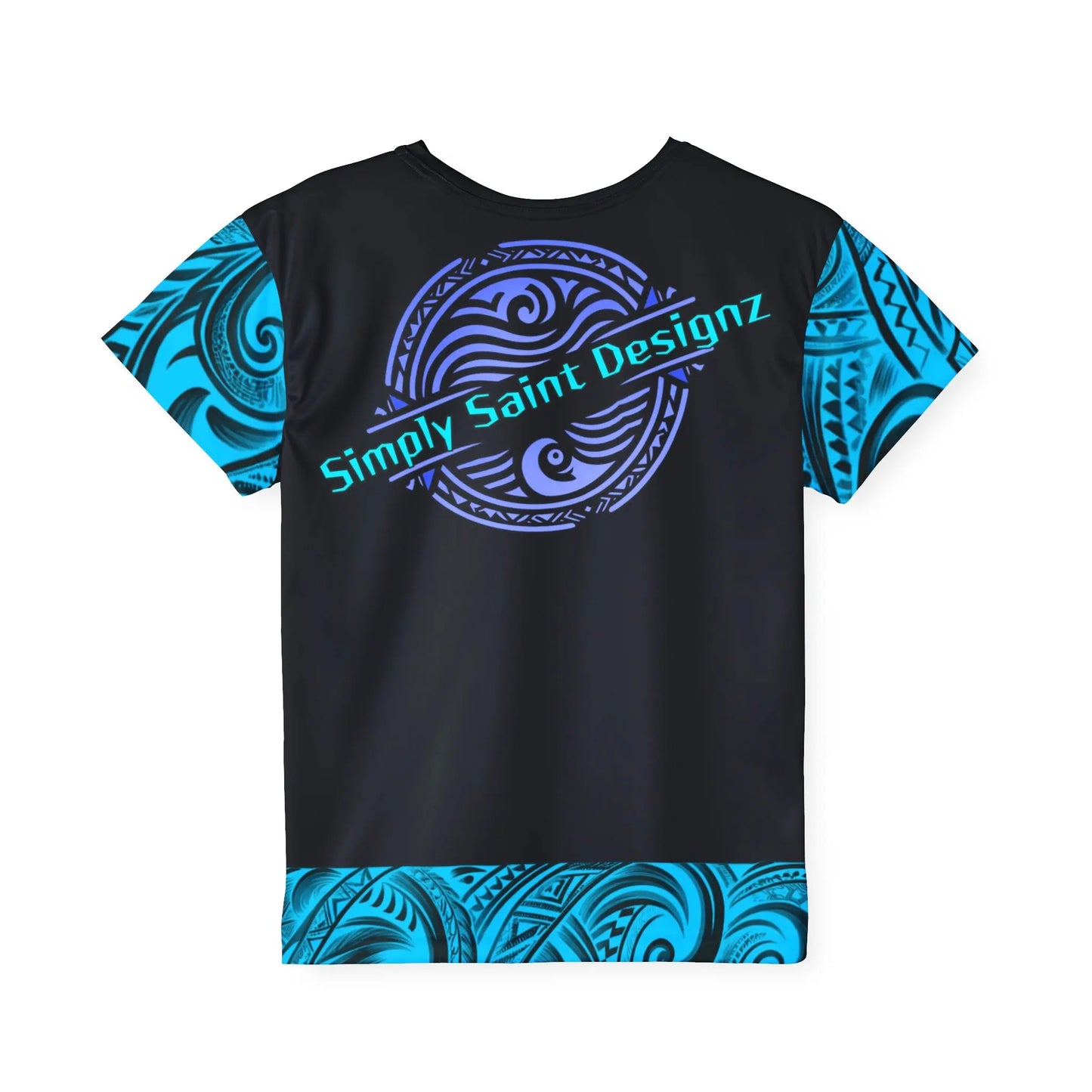 Youth Blue Polynesian Style T-Shirt by Simply Saint Designz - Tribal Elegance Collection" - Simply Saint Designz