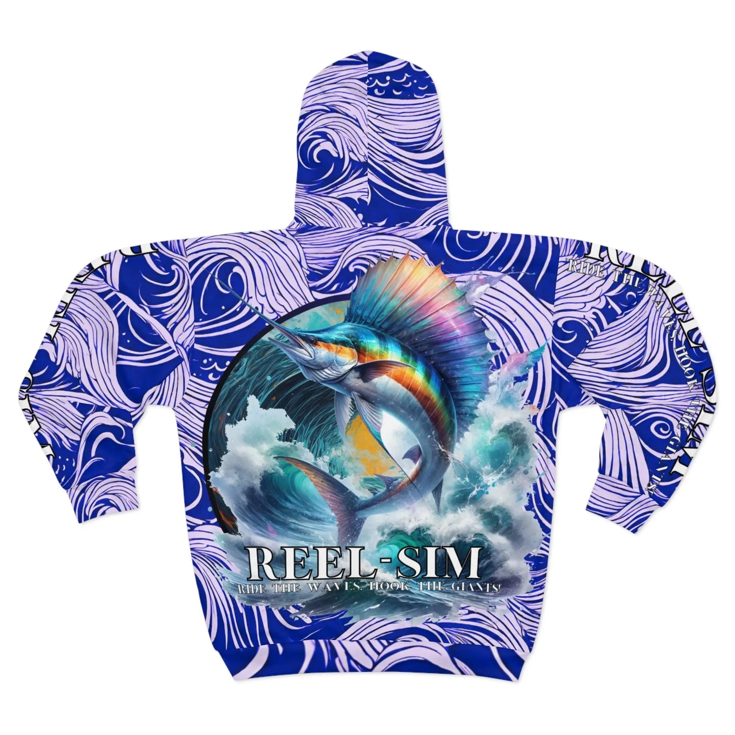 Blue Wave Reel Sim Unisex Zip Hoodie - Simply Saint Designz