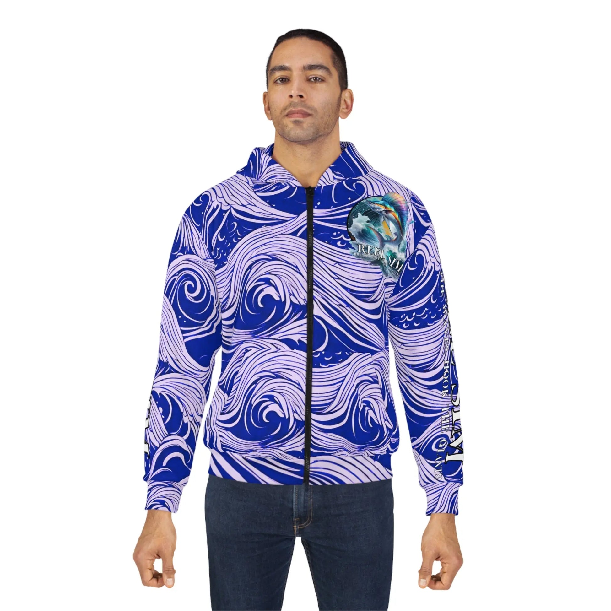 Blue Wave Reel Sim Unisex Zip Hoodie - Simply Saint Designz