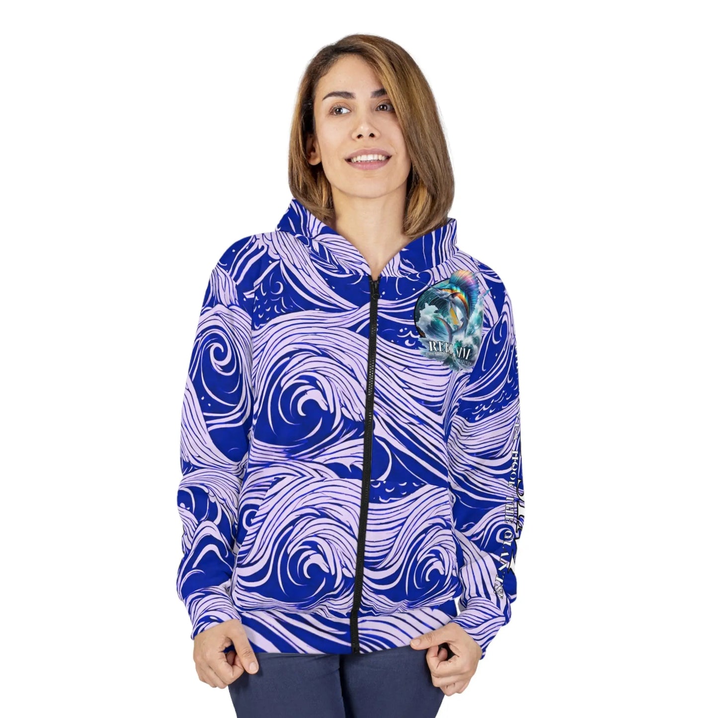 Blue Wave Reel Sim Unisex Zip Hoodie - Simply Saint Designz